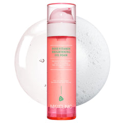 MAXCLINIC rose-vitamin-oil-to-foam bottle demonstrates makeup removal in one step