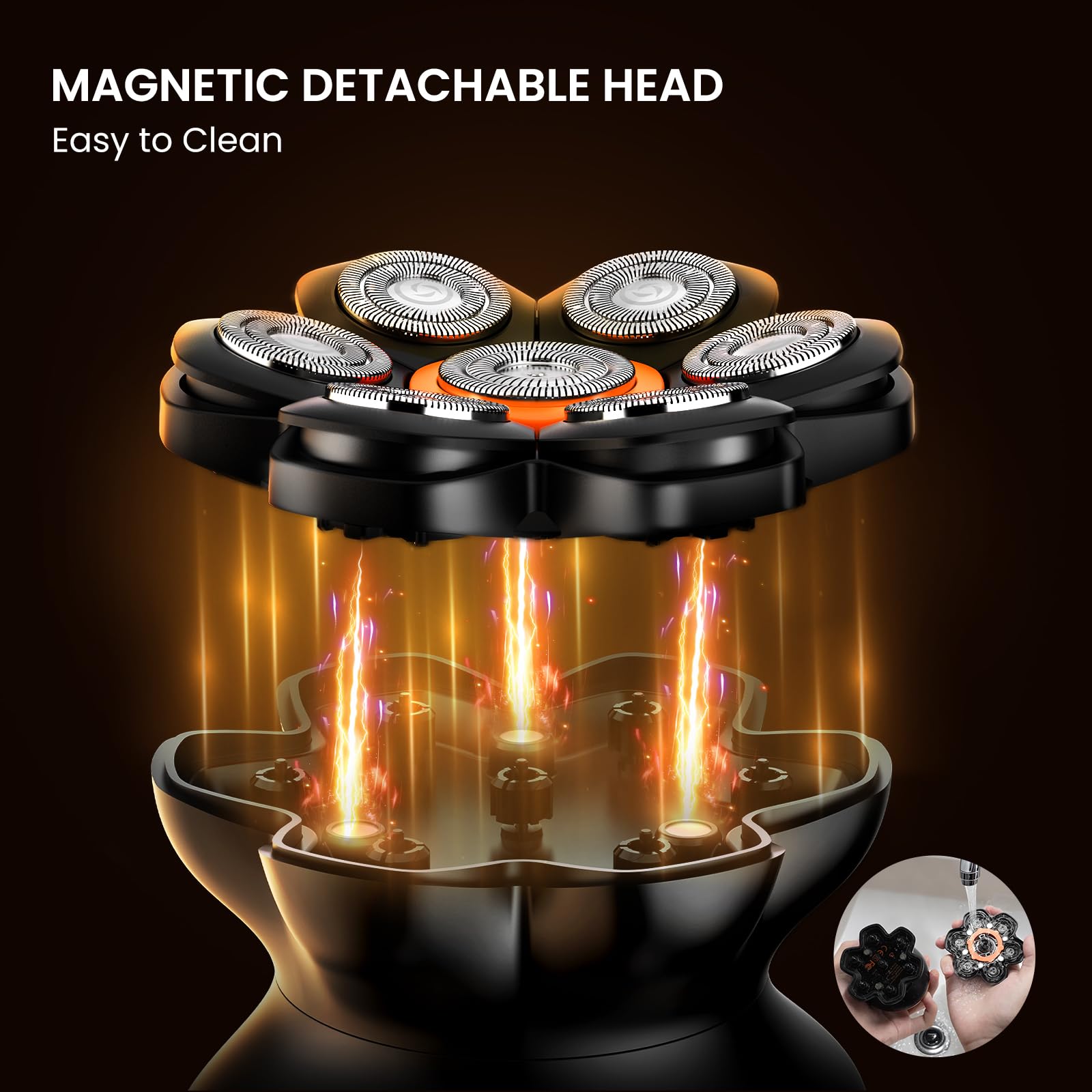 MAXGROOM head shaver 90-minute runtime enables long sessions at home or on travel