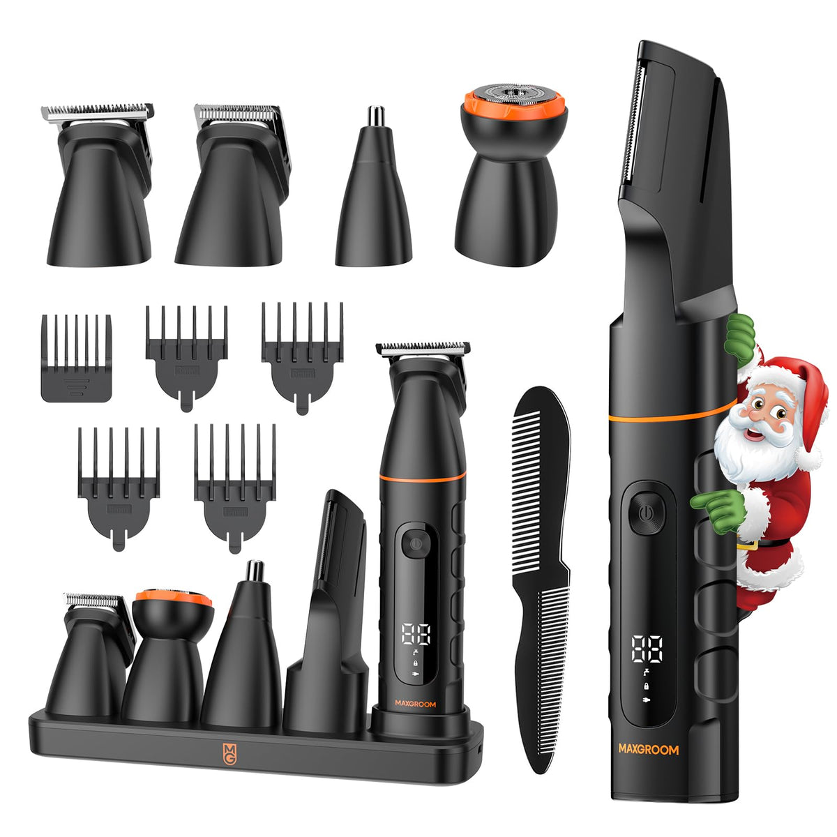 MAXGROOM V-shaped trimmer head for precise body grooming in tight spots.