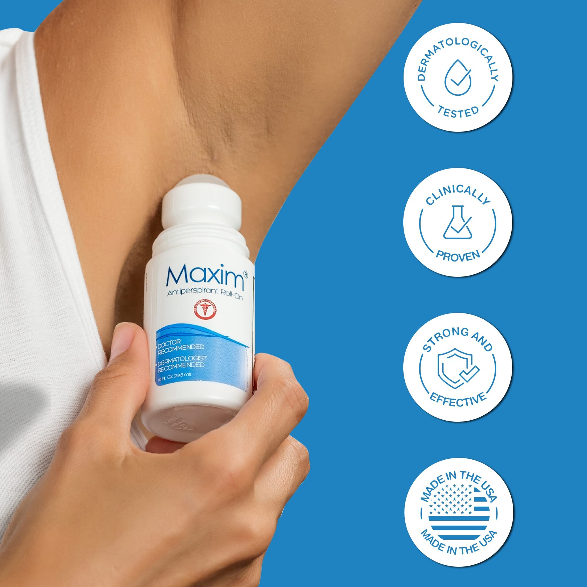 MAXIM packaging and label shot highlighting clinical-strength claim.