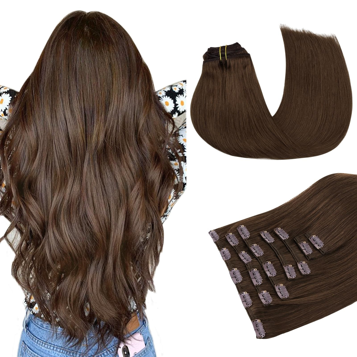 maxita clip-in extensions seven-piece set delivers instant volume and length with natural remy hair