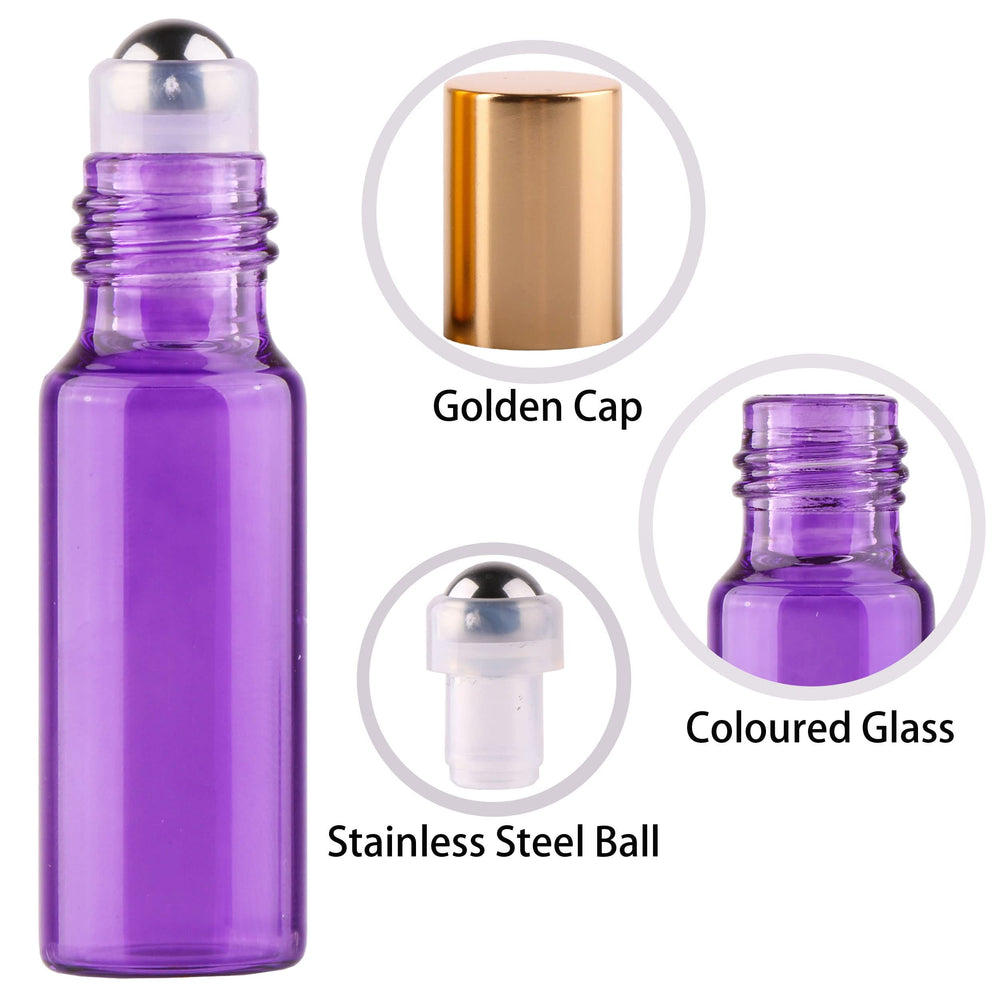 MaxMau 5ml purple roller bottle closeup, ideal for on-the-go blends