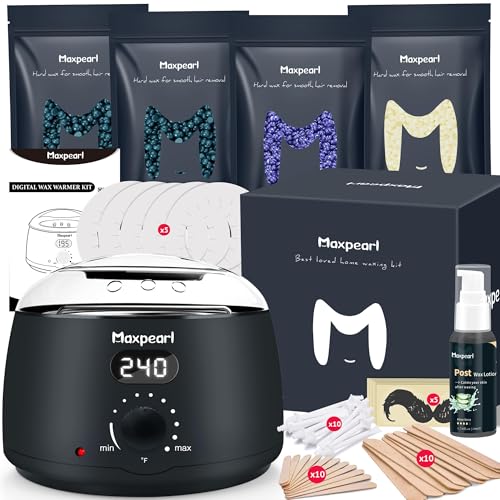 Maxpearl Digital Waxing Kit digital warmer heats quickly for efficient at-home waxing.