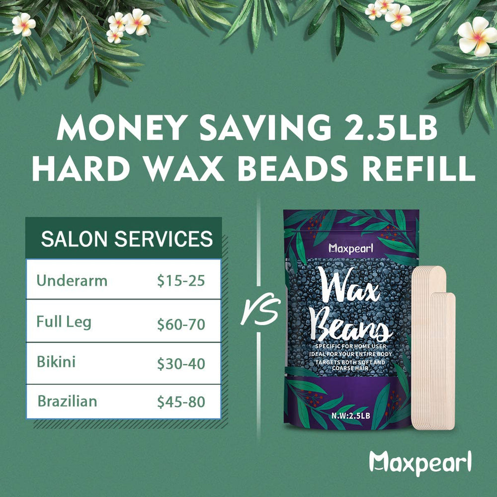 Maxpearl wax beads for Brazilian bikini area waxing convenience.