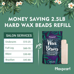 Maxpearl wax beads for Brazilian bikini area waxing convenience.