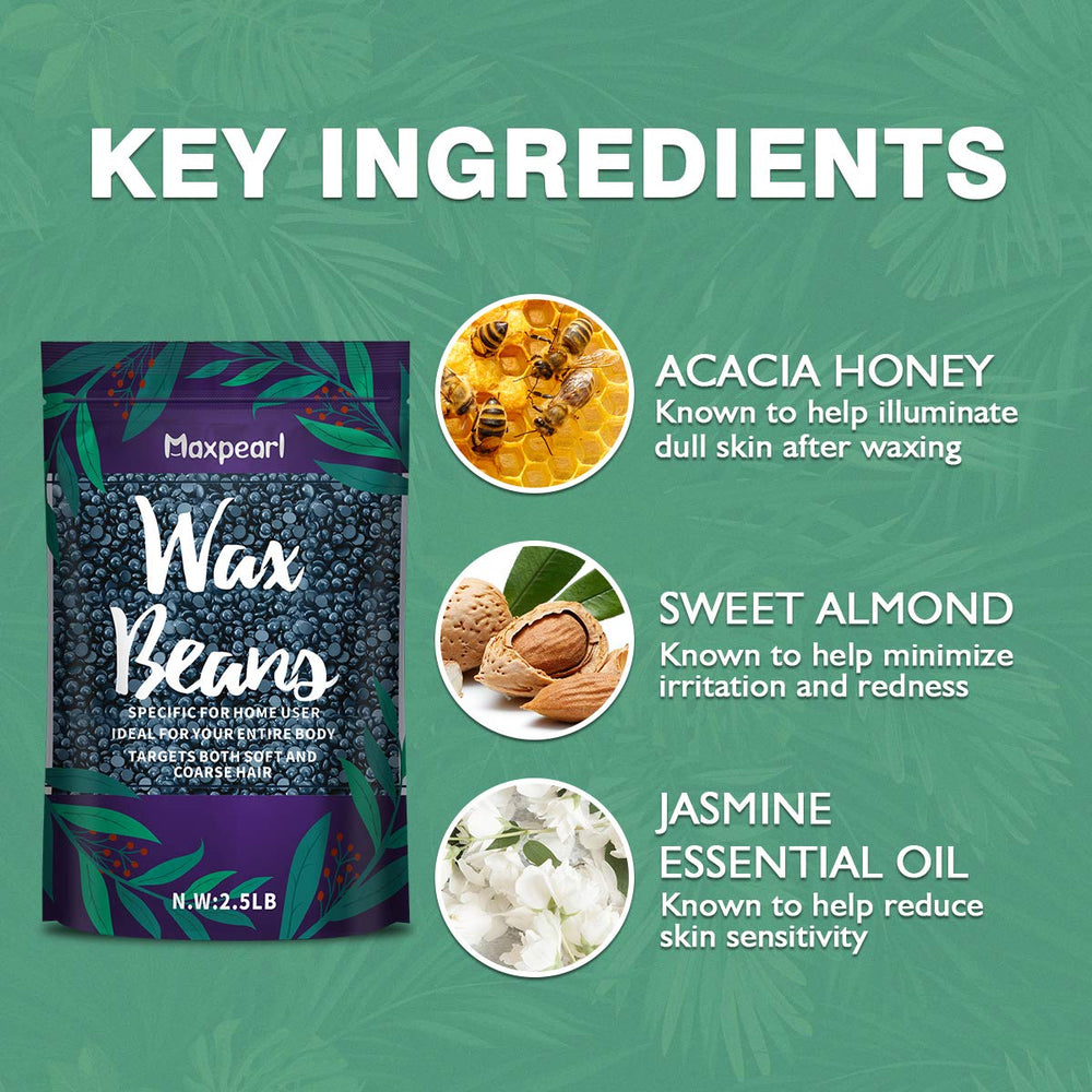 Maxpearl wax beads for facial waxing and eyebrow shaping.
