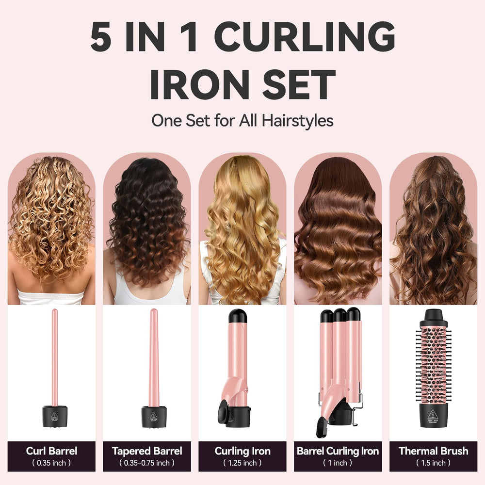 MAX-T curling brush image showing straightening and soft wave styling.