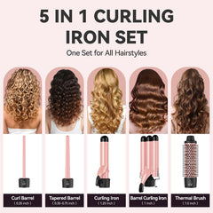 MAX-T curling brush image showing straightening and soft wave styling.