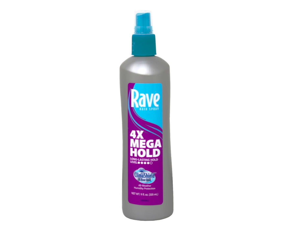 Maxtrv Rave 4X Mega Hairspray pack-of-3 on display for convenient multi-pack