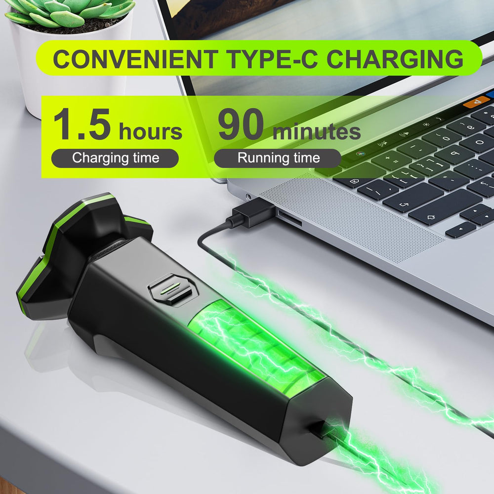 MAXWISDOM electric razor delivers up to 90 minutes of cordless use for travel days.