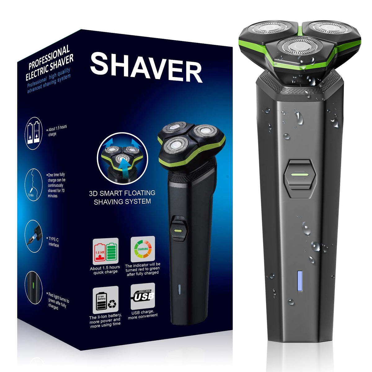 MAXWISDOM electric razor with magnetic detachable head demonstrates easy maintenance and quick cleaning.