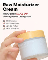 MAY COOP Raw Moisturizer gel texture close-up showing fast absorption.