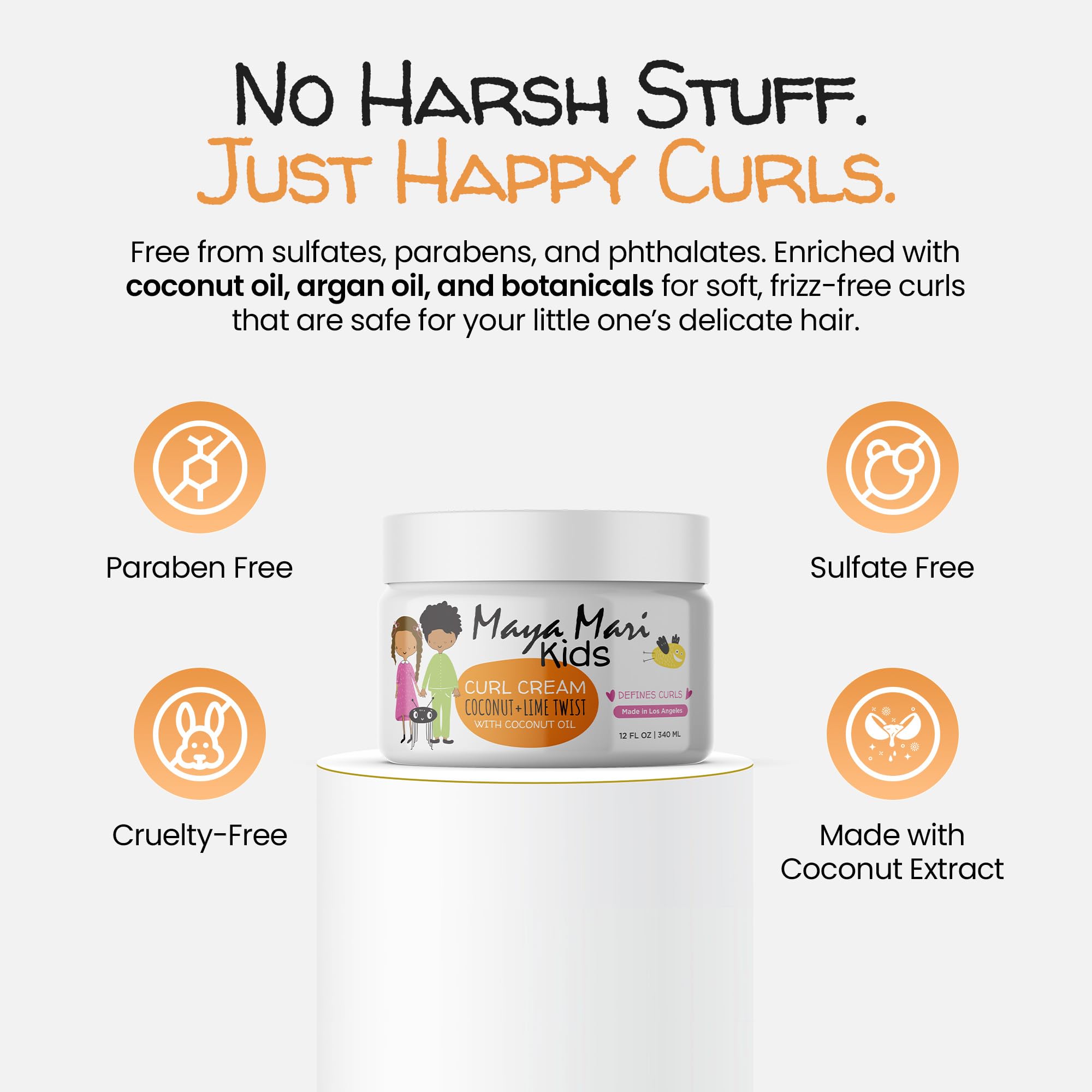 MAYA MARI Kids Curl Cream frizz-control close-up with bouncy curls