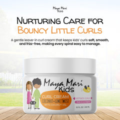 MAYA MARI Kids Curl Cream texture close-up indicates creamy detangling slip