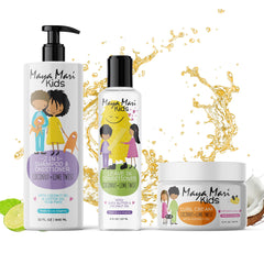 Maya Mari Kids Curly Hair Gift Set bottle highlights gentle 2in1 shampoo-conditioner for all hair types