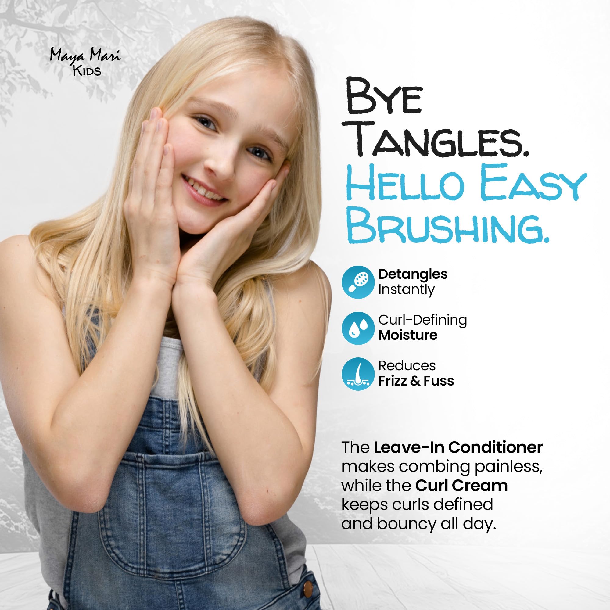 Maya Mari leave-in conditioner dispenser highlights detangled, easier brushing for kids