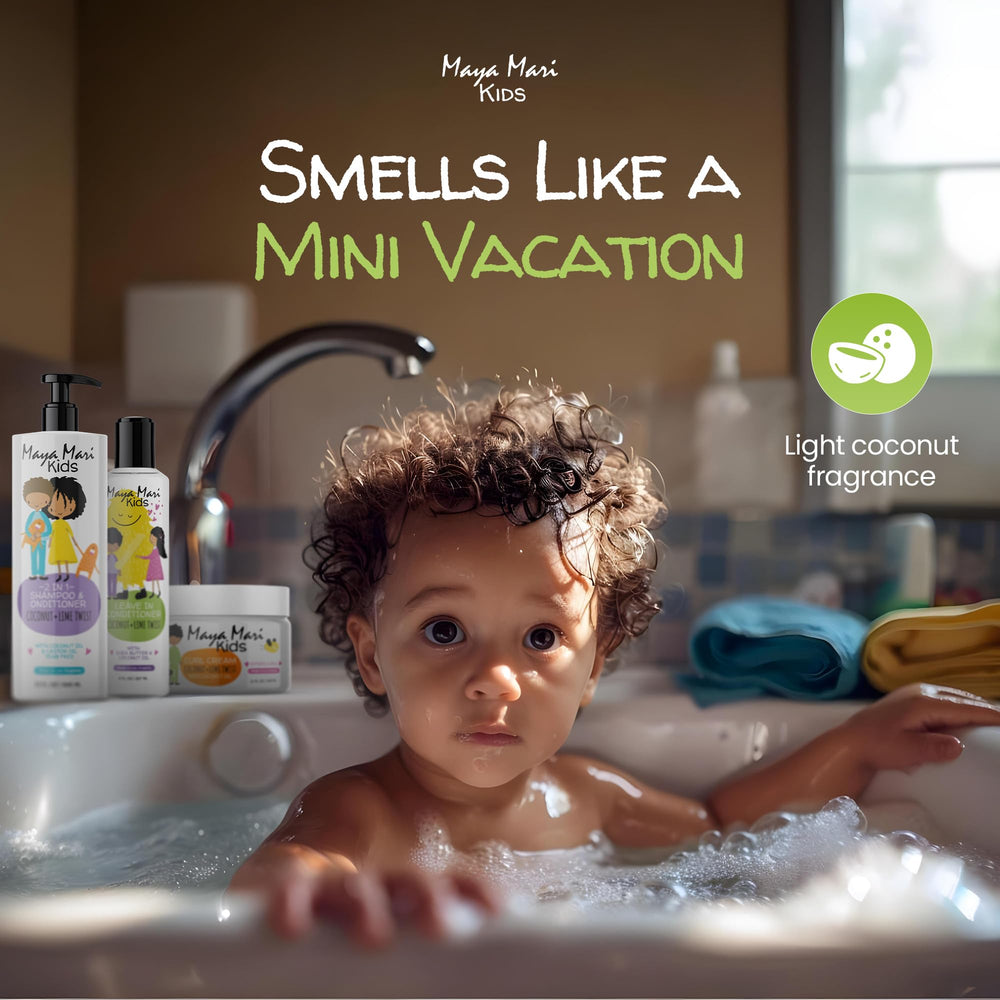 Maya Mari natural ingredients label communicates sulfate-free and gentle care