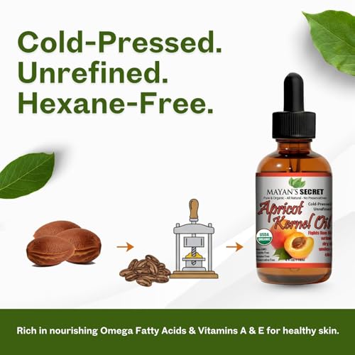 Mayans Secret Apricot Oil smooths hair with frizz control and natural shine