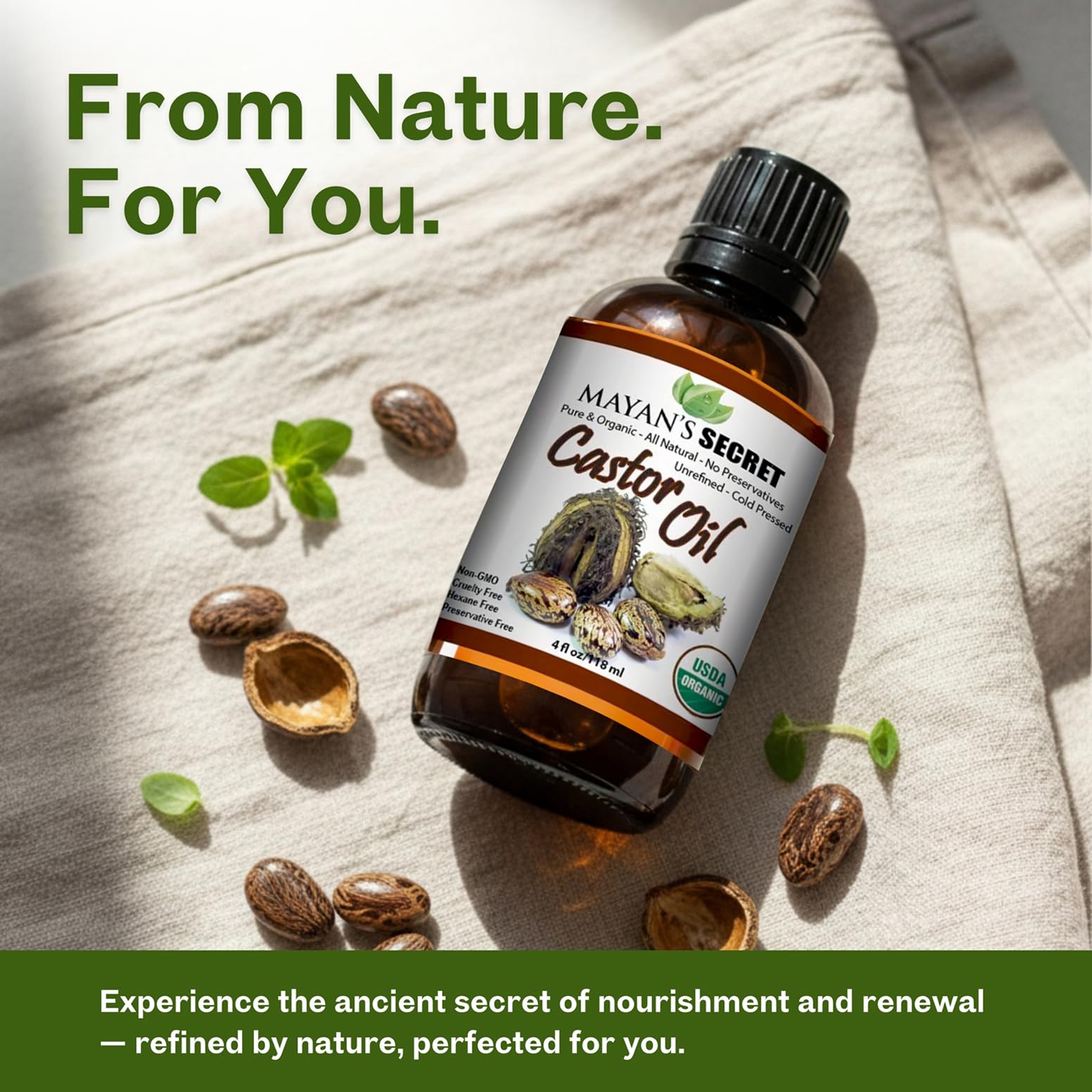 Mayan's Secret castor oil for lashes and brows application supports conditioning