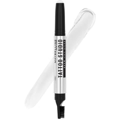 Maybelline TattooStudio Brow Lift Stick application shows lift and brow shaping.