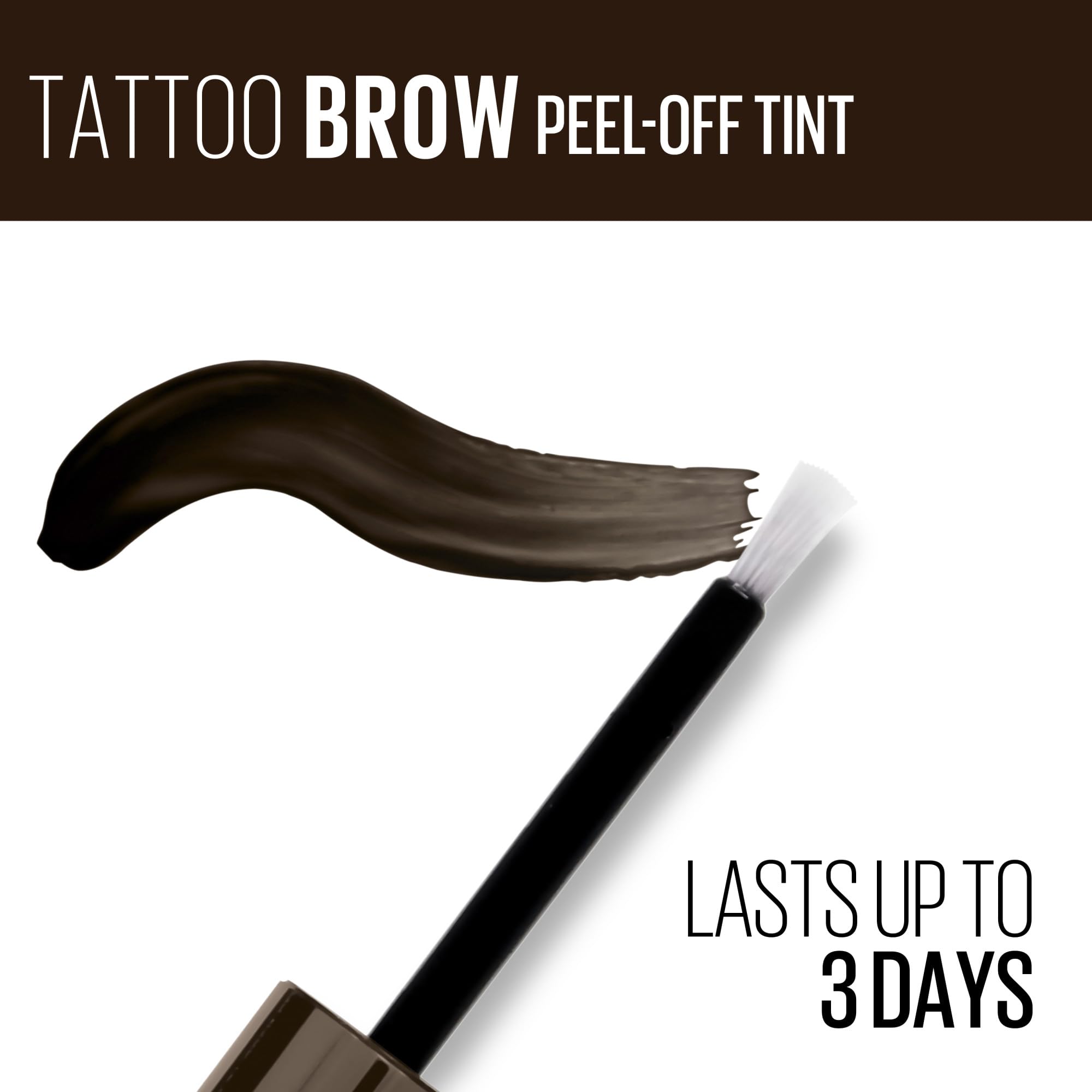 Maybelline Brow Tattoo peel-off close-up shows pigment peeling to reveal natural color.