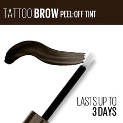 Maybelline Brow Tattoo peel-off close-up shows pigment peeling to reveal natural color.