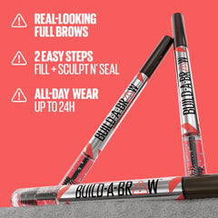 Maybelline Build-A-Brow 2in1 steps image highlights two-step routine for easy brow perfection.