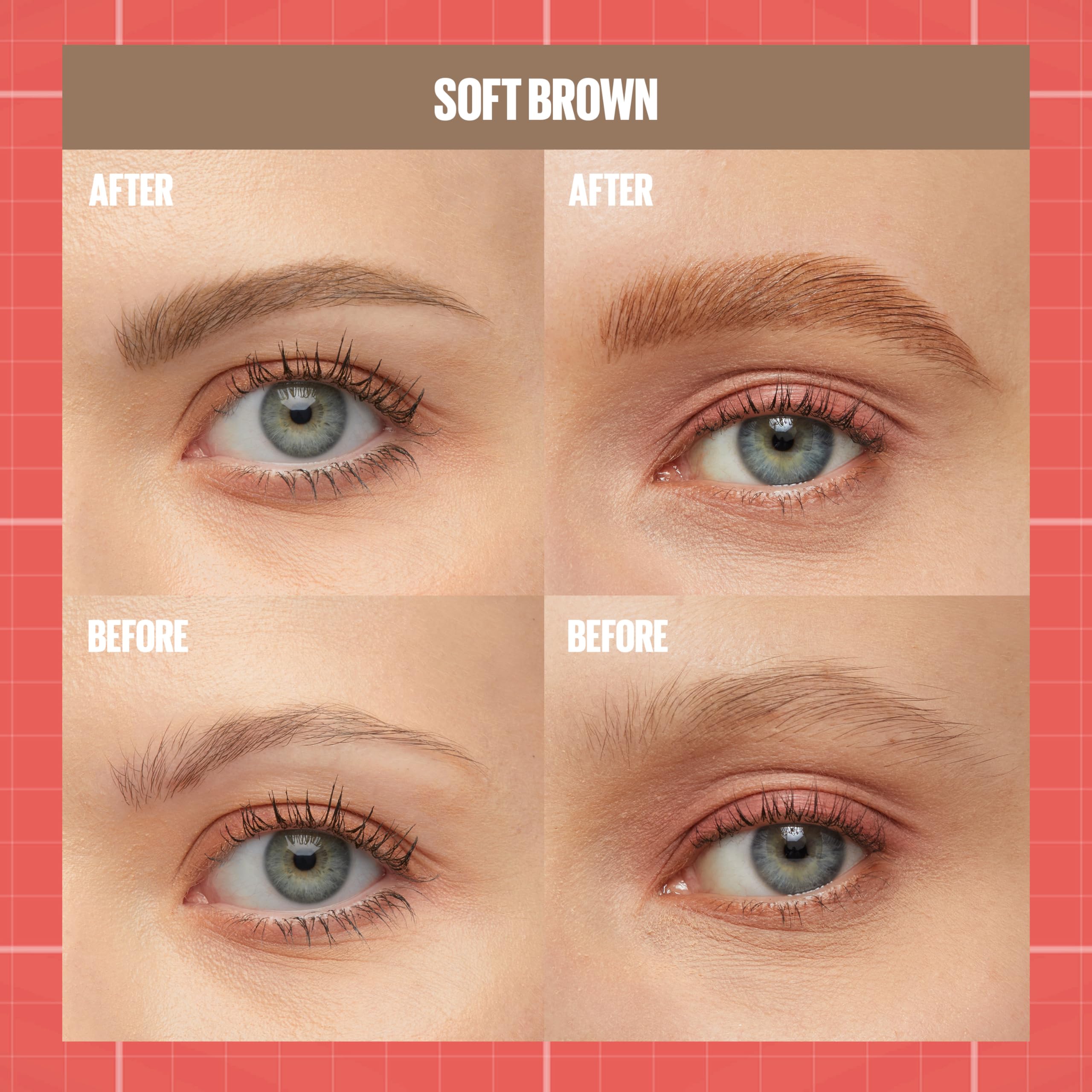 Maybelline Build-A-Brow finish closeup shows natural-looking brows with soft seal.