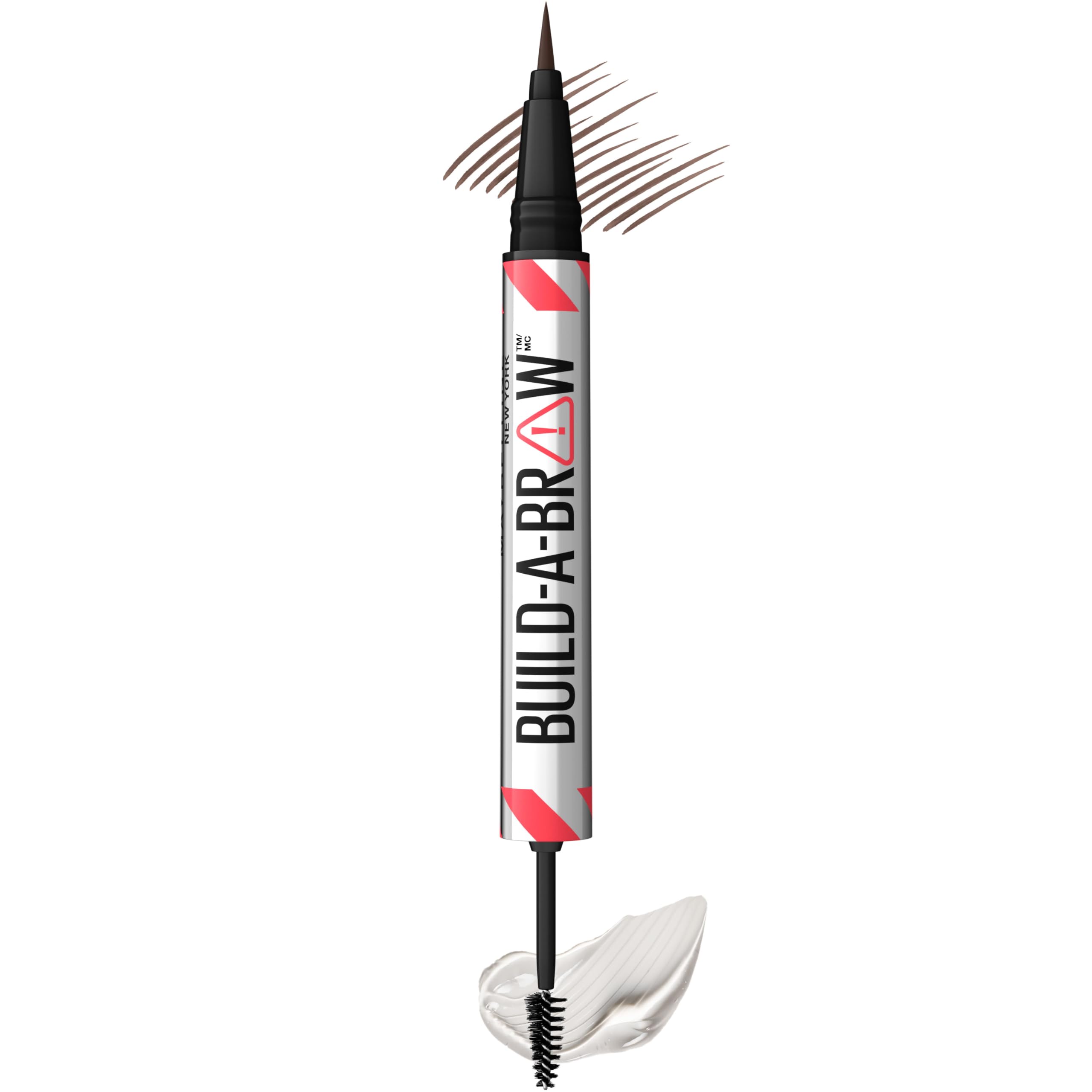 Maybelline Build-A-Brow pen strokes closeup for natural brow definition.