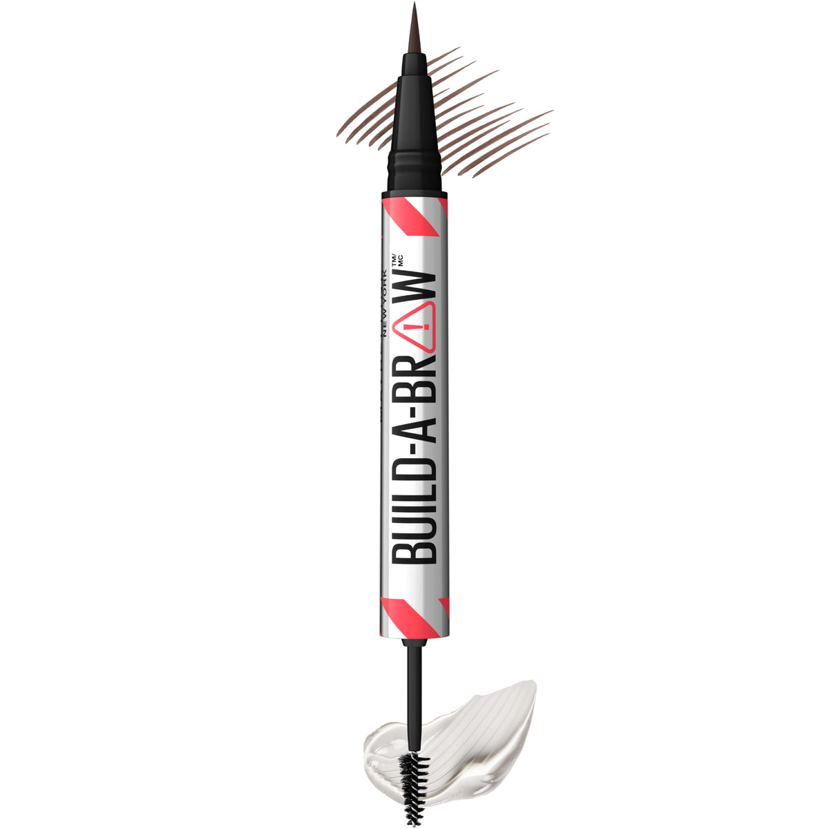 Maybelline Build-A-Brow pen strokes closeup for natural brow definition.