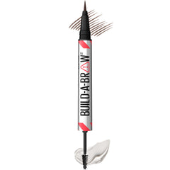 Maybelline Build-A-Brow pen strokes closeup for natural brow definition.