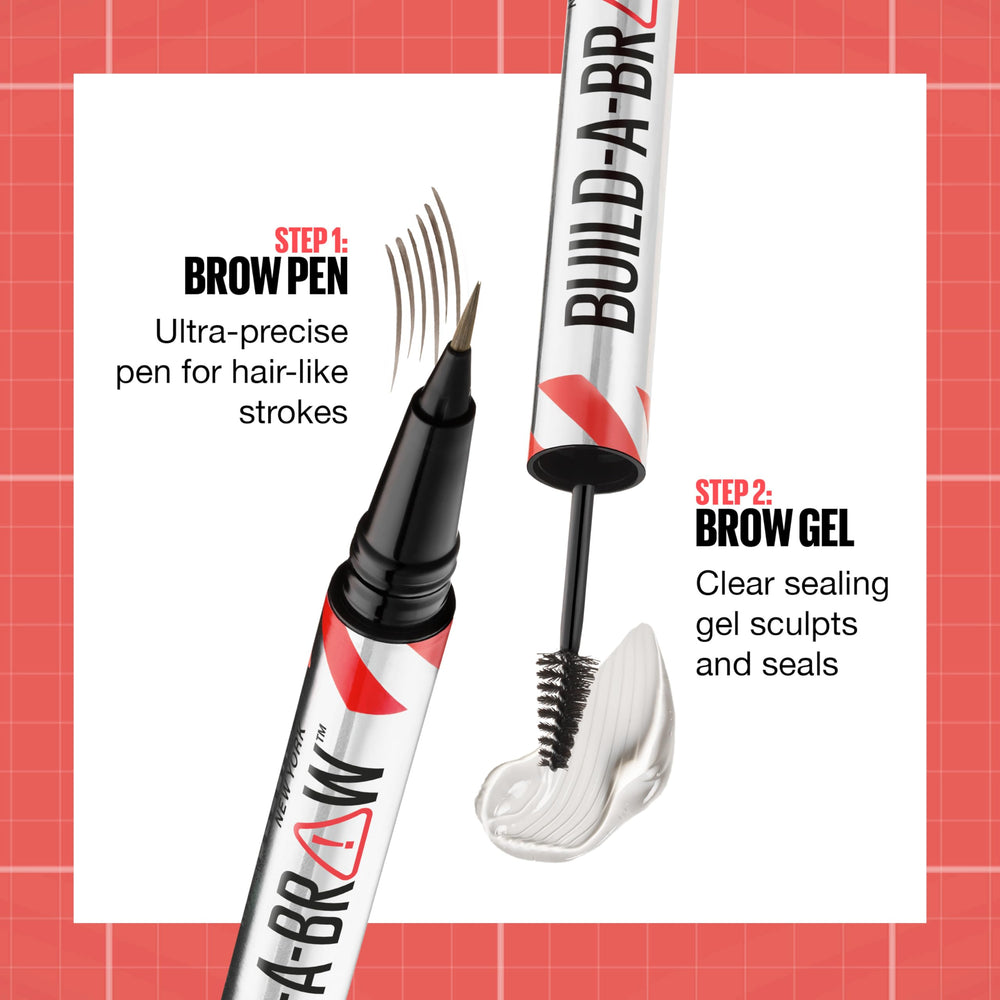 Maybelline Build-A-Brow two-in-one setup step demonstrates quick routine.