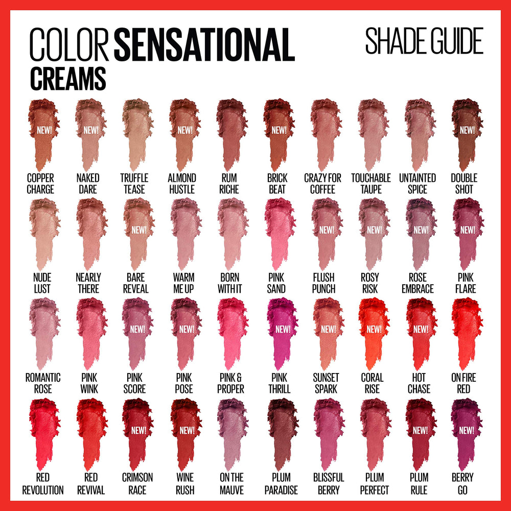 Maybelline Color Sens sensational textura cremosa, aplicación suave y uniforme.