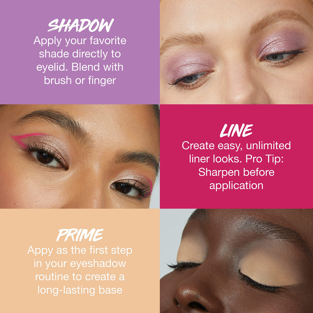 Maybelline Color Tattoo Stix packaging close-up emphasizing built-in sharpener