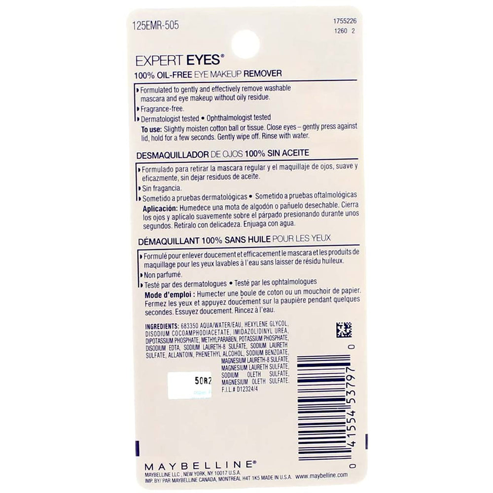 Maybelline Expert Eyes oil-free remover two-bottles pack signals value and consistency.