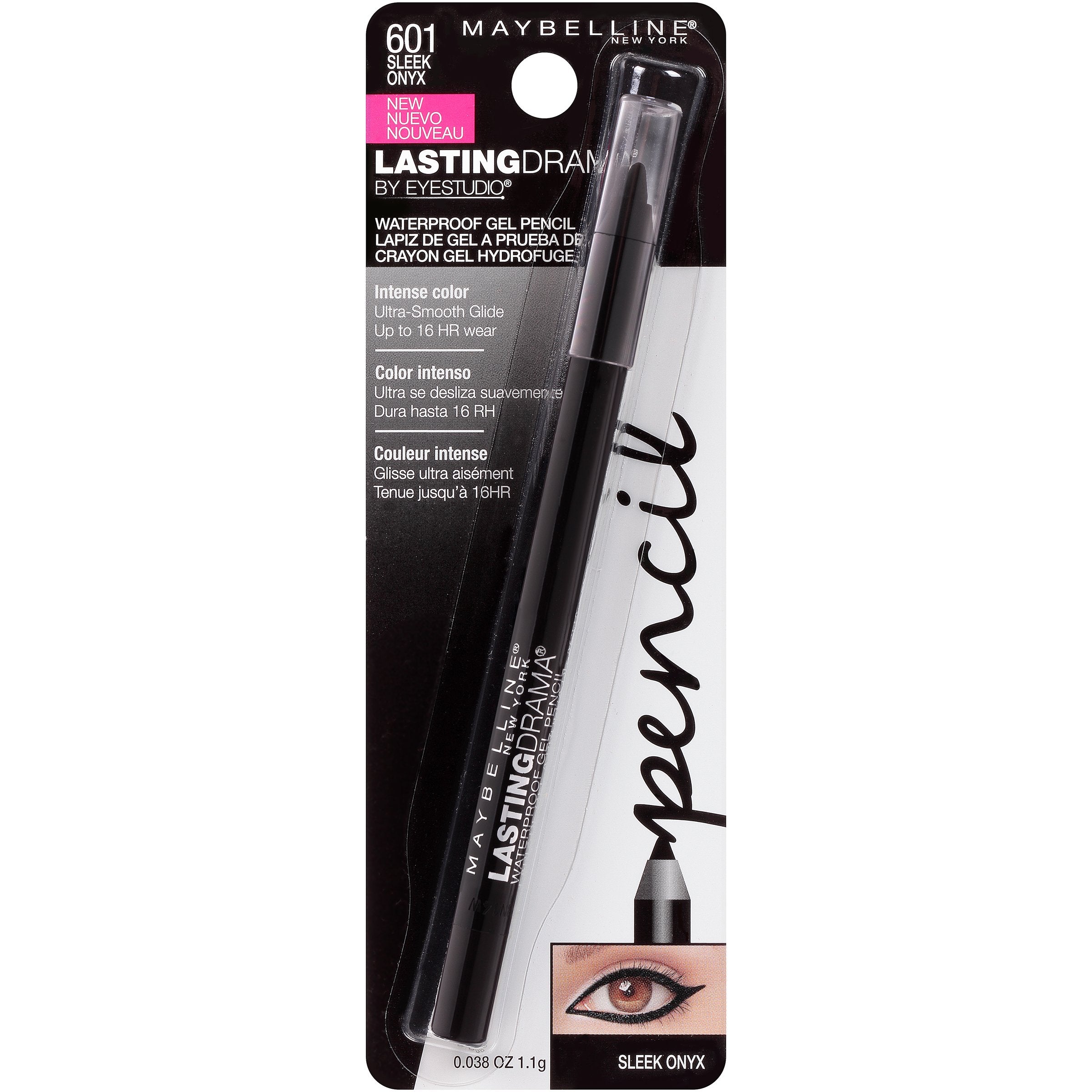 Maybelline Eyestudio Lasting Drama Onyx application demonstrates precise line for defined definition