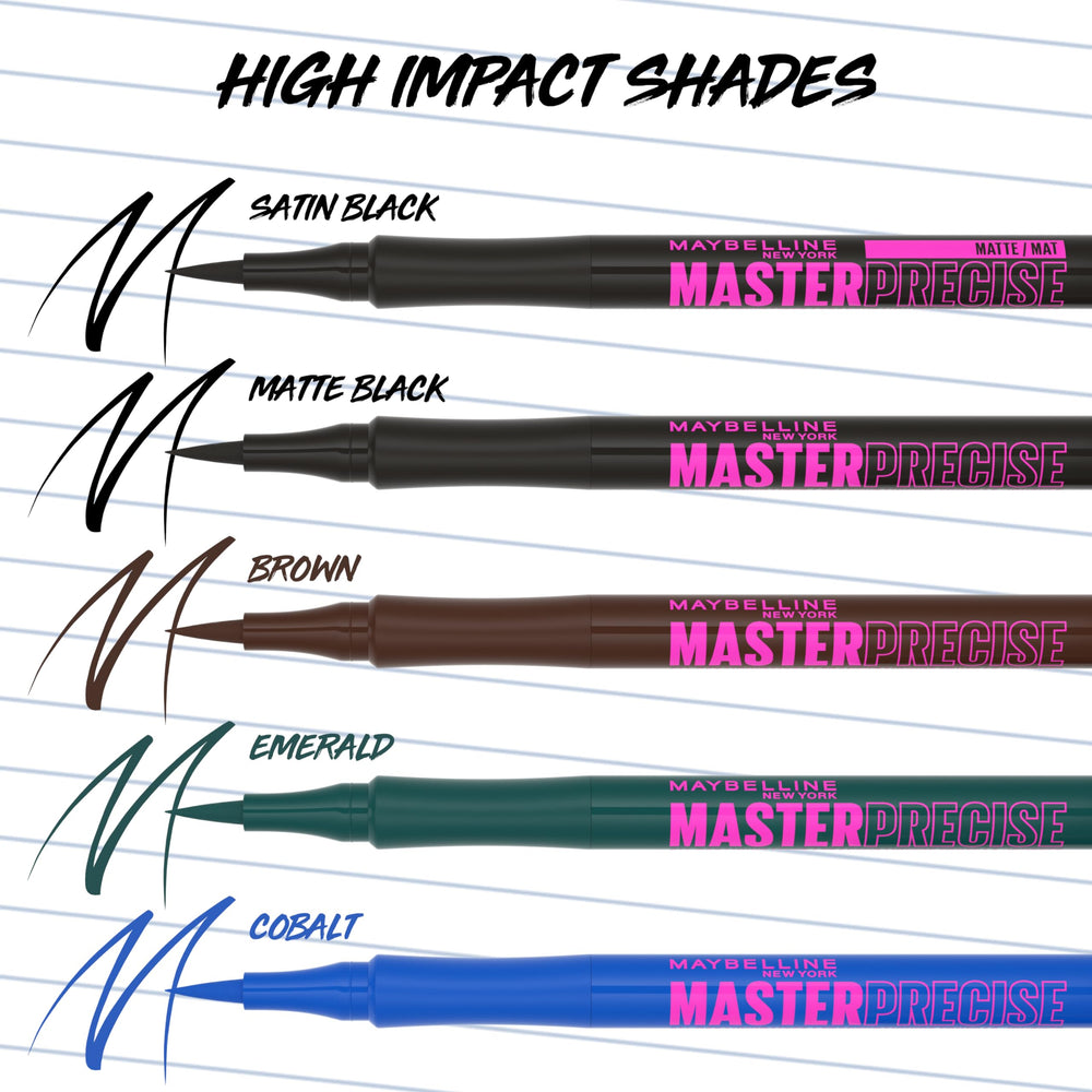 Matte Black swatch for bold definition by Maybelline Eyestudio Master Precise