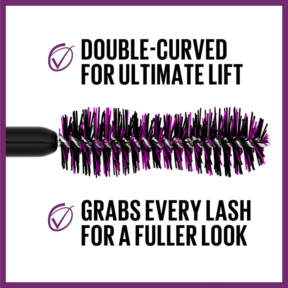 Maybelline The Falsies Waterproof Lash Lift swatch demonstrates smudge-proof, rain-or-shine wear.