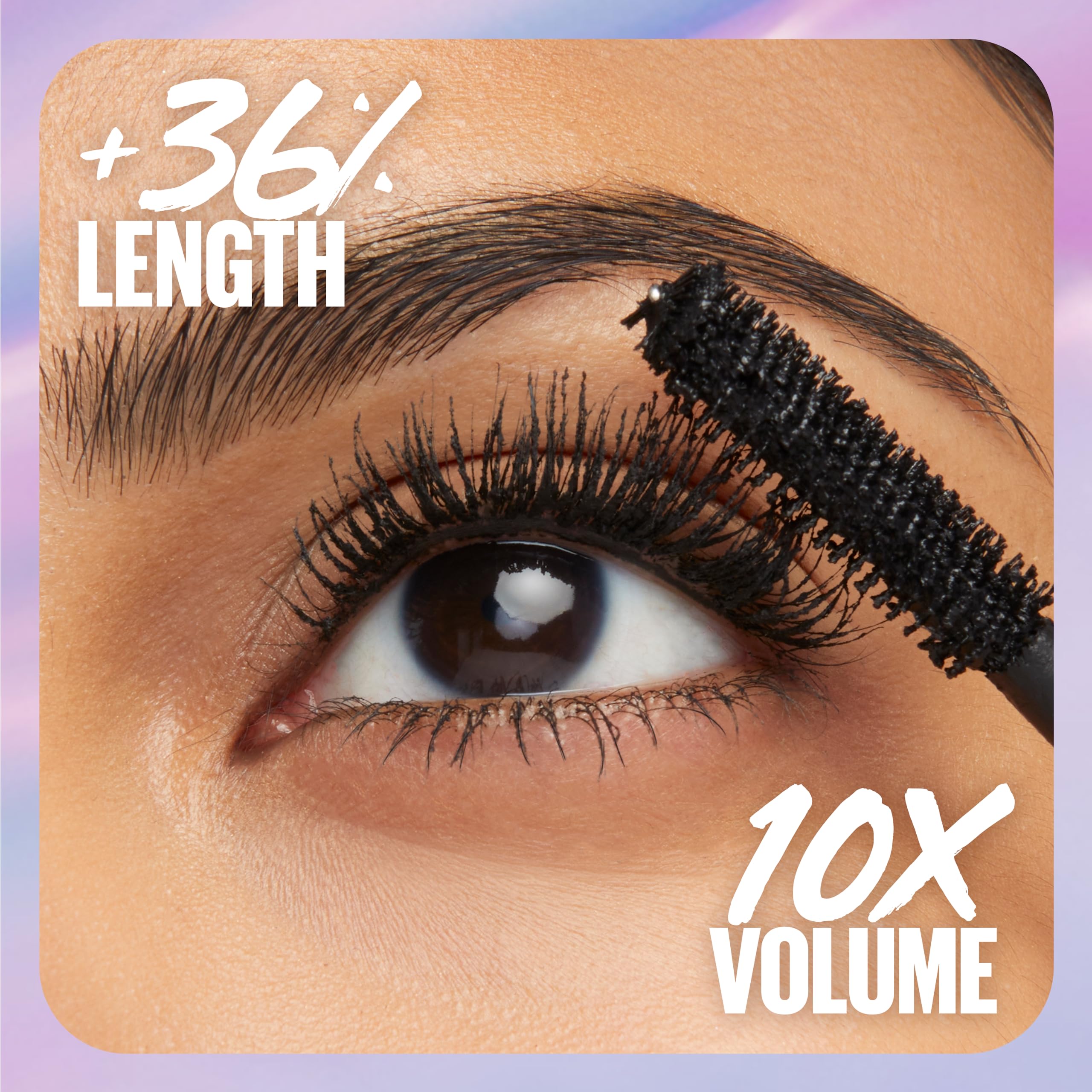 Maybelline The Falsies Surreal Extensions close-up lashes with lengthened look.