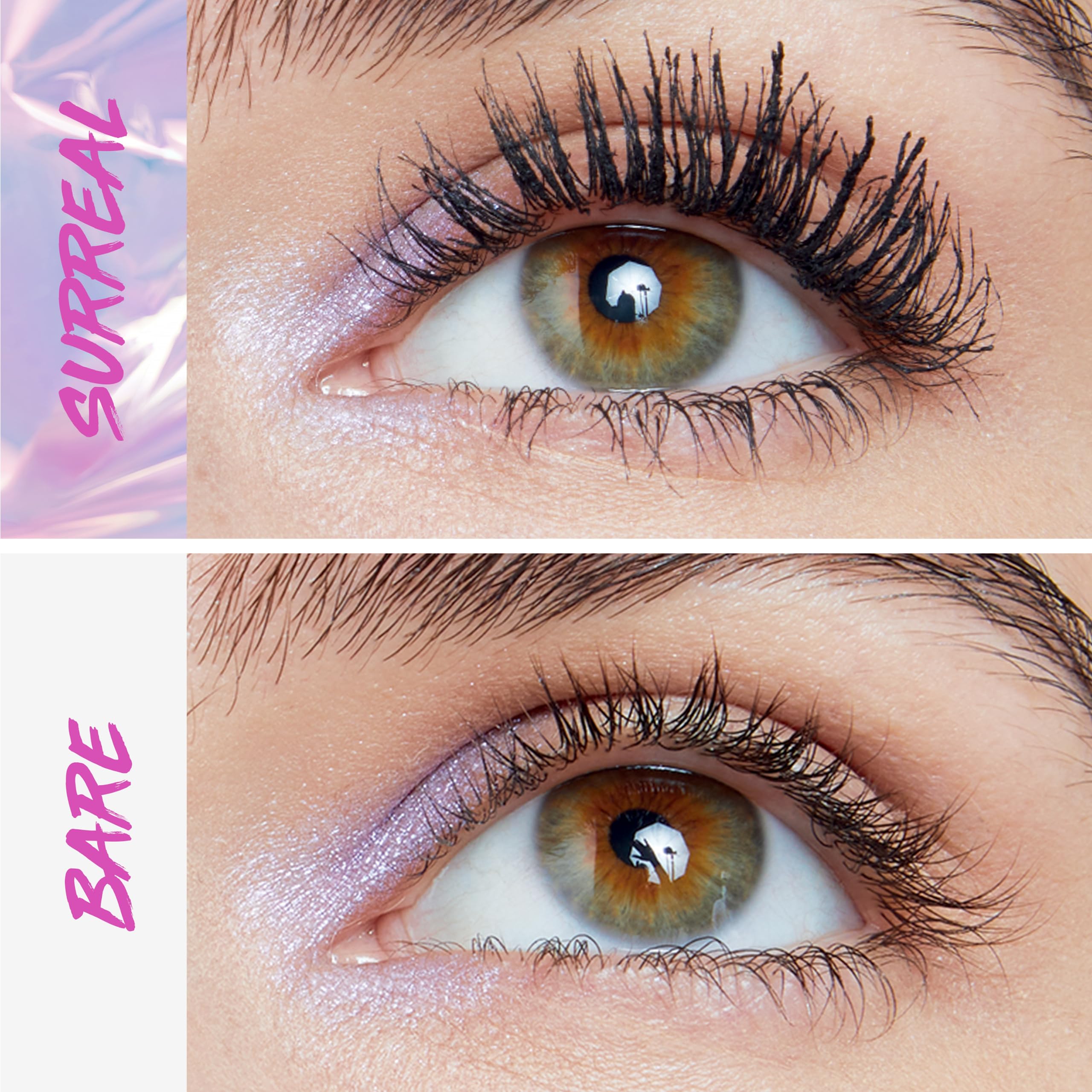 Maybelline Surreal Extensions wand from root to tip delivering dramatic lift.
