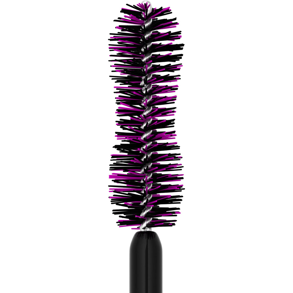 Maybelline The Falsies Very Black mascara on lashes for bold, defined eyes.