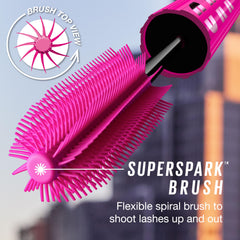 Maybelline Firework lashes during application show even coating for fluttery volume.