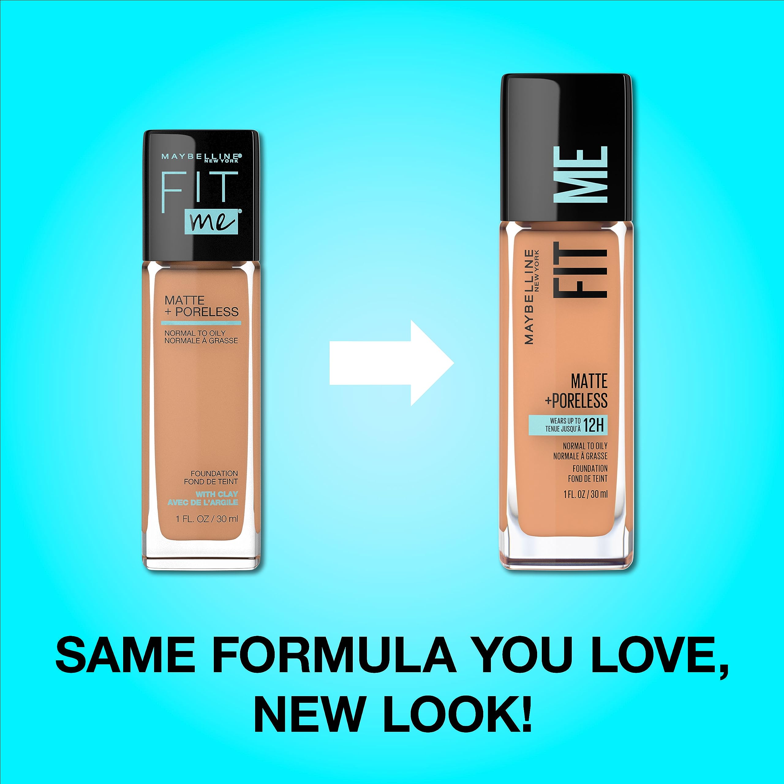 Maybelline Fit Me Latte pump close-up highlighting easy blending.