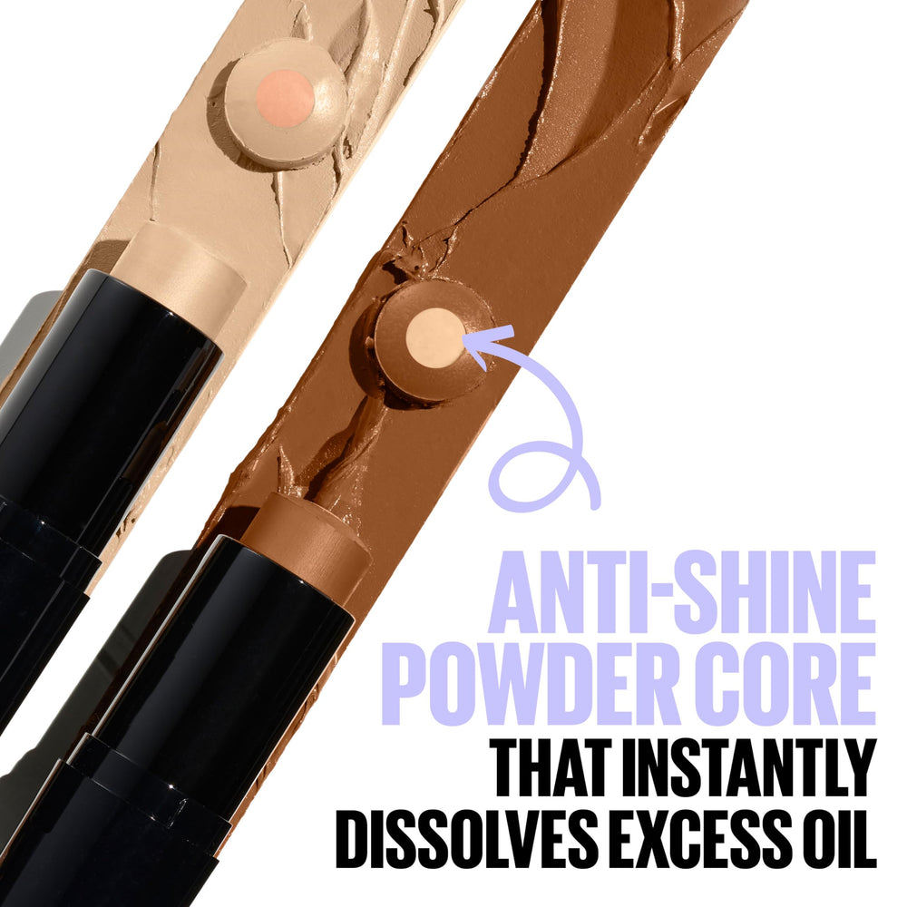 Maybelline Fit Me Shine-Free Stick shade-range close-up on diverse tones.