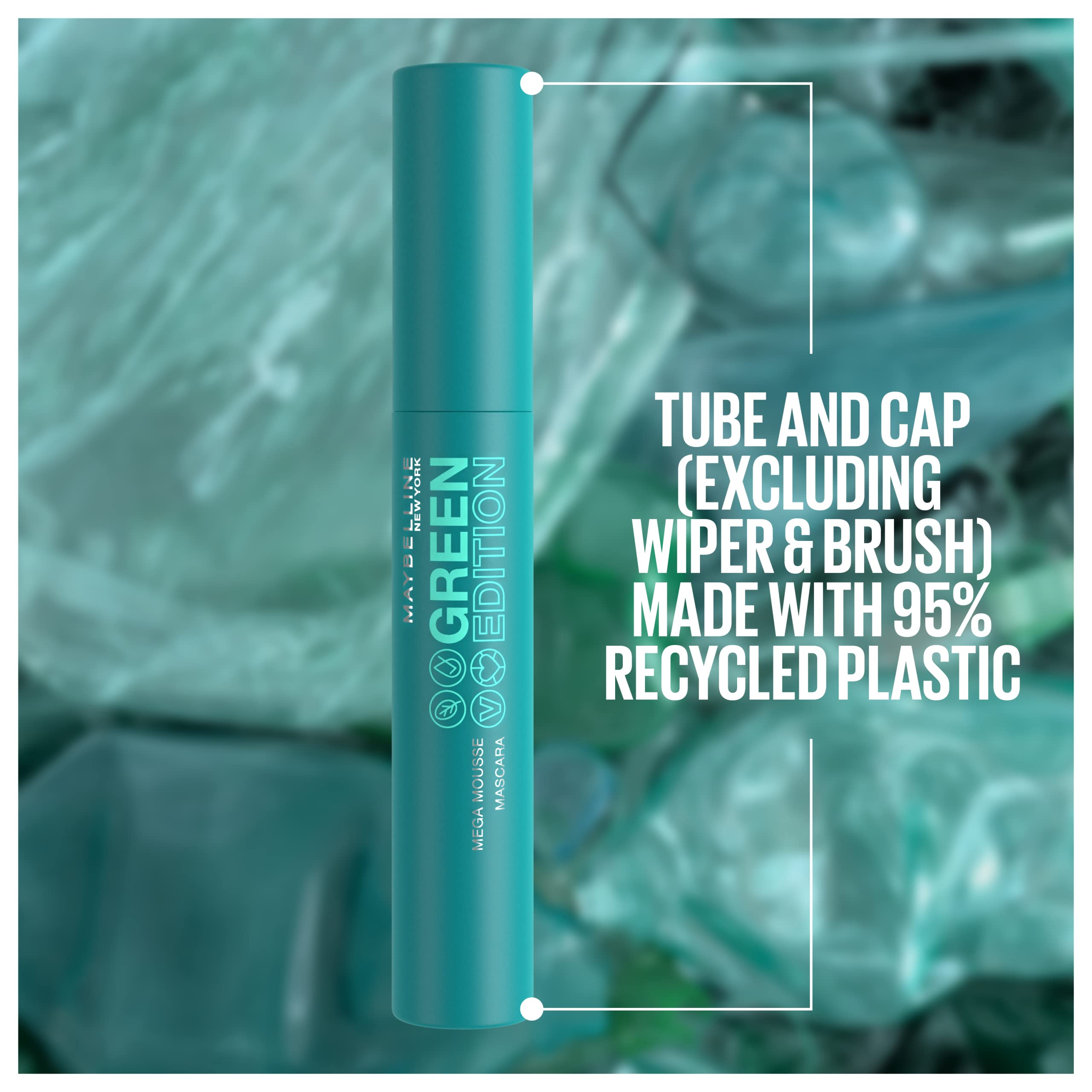 Maybelline Green Edition Mega Mousse on lashes for noticeable lift and definition
