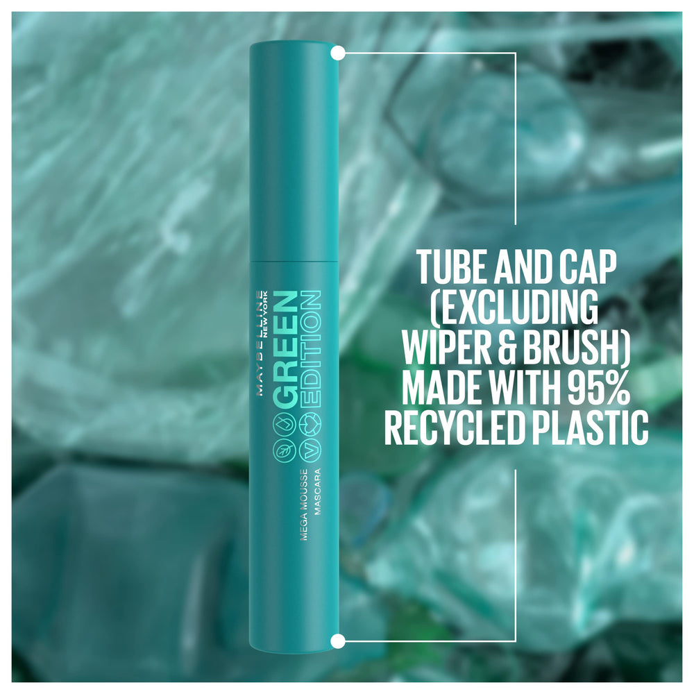 Maybelline Green Edition Mega Mousse on lashes for noticeable lift and definition