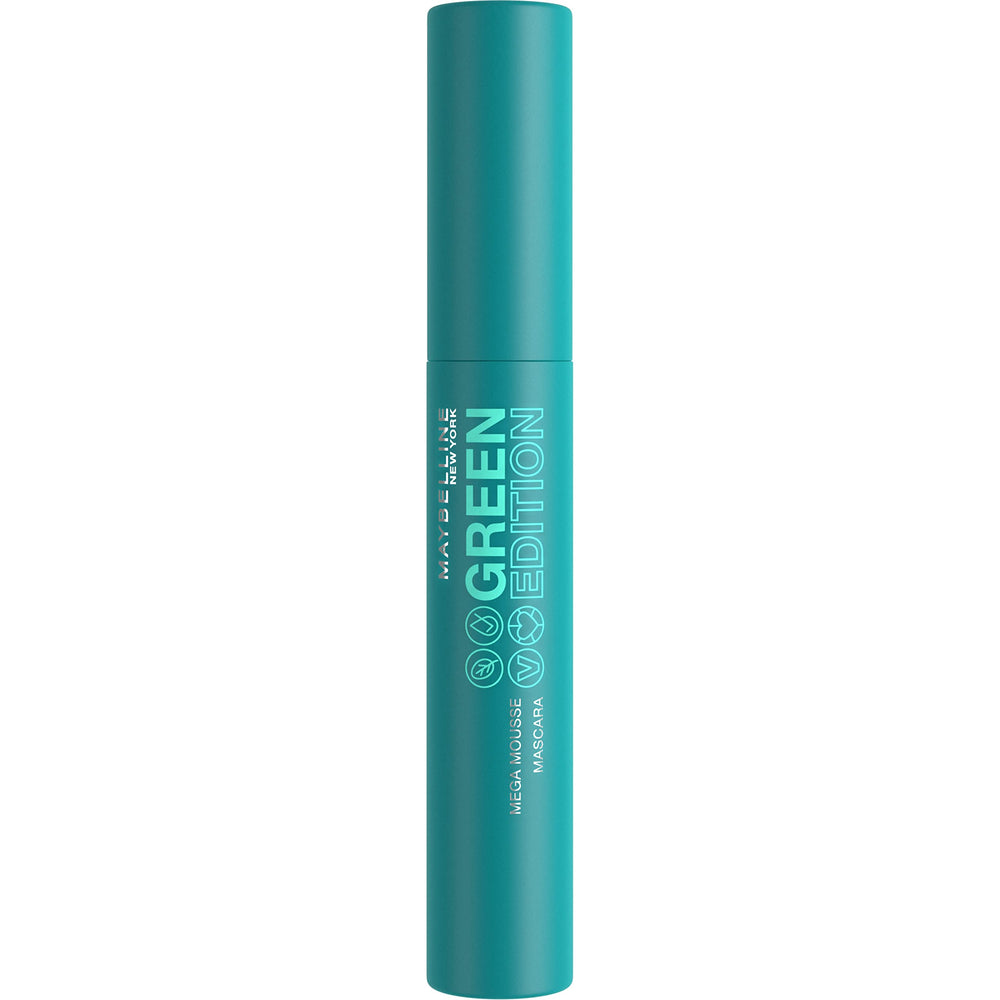 Maybelline Green Edition Mega Mousse Mascara brush demonstrates mega lash impact