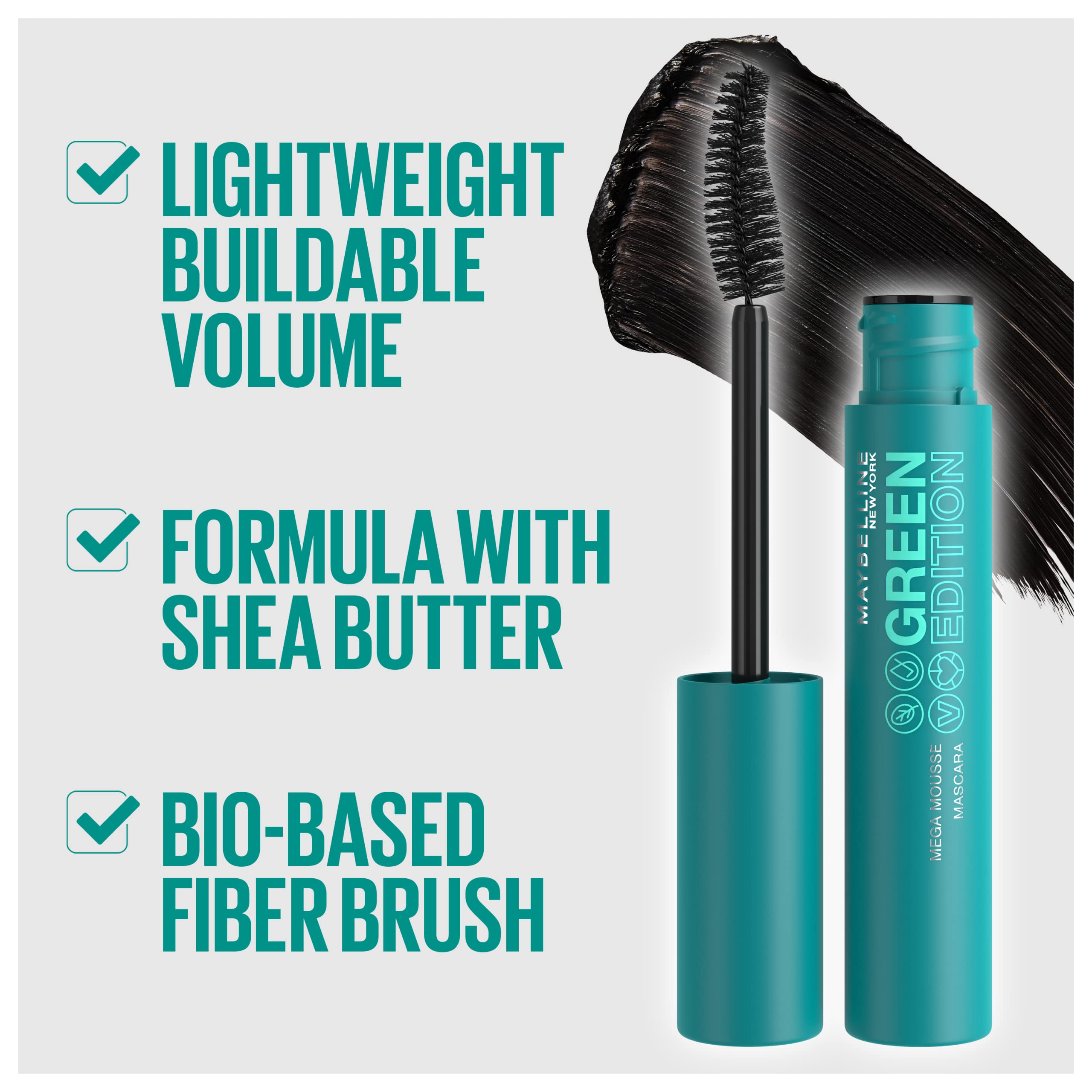 Maybelline Green Edition packaging highlights recycled plastic components