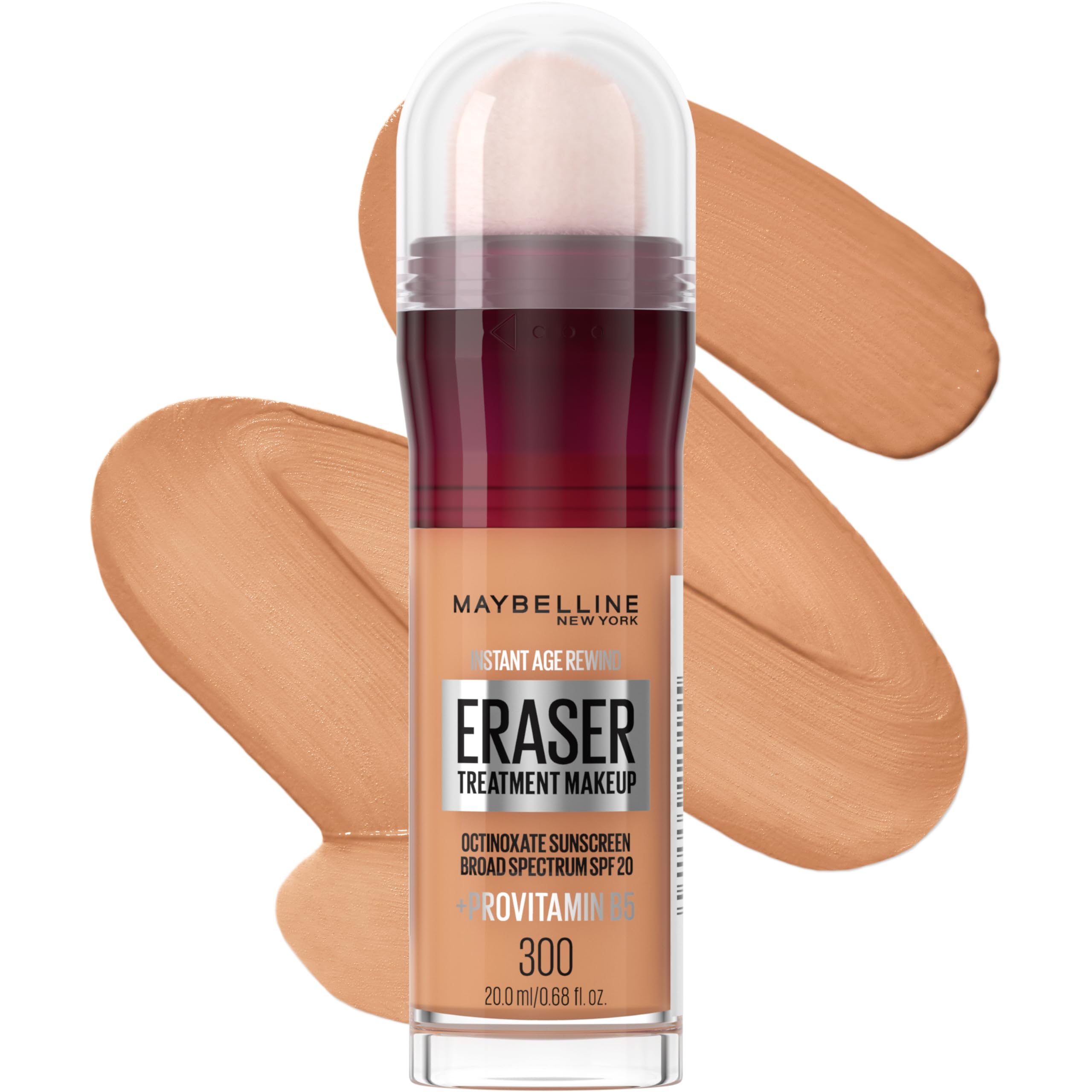 Maybelline Instant Age Rewind Eraser Foundation bottle for even skin tone and buildable coverage