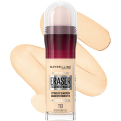 Maybelline Instant Age Rewind Eraser Foundation bottle for smooth, even finish.